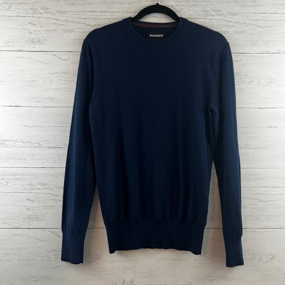 Bonobos Navy Blue Wool Crew Neck Sweater Size S